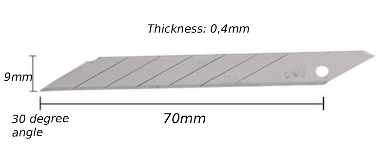 DELI NO. 2015 SK5 Steel 30-Degree Precision 9mm Utility Knife Blades
