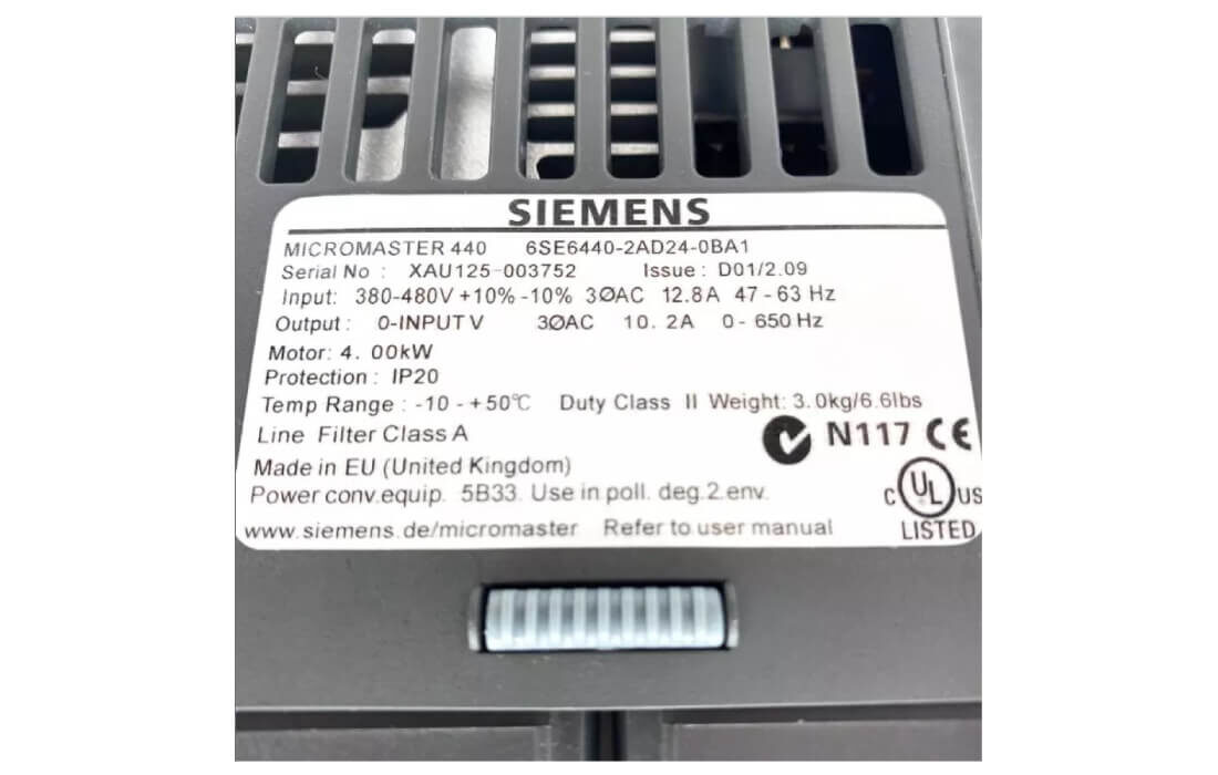Siemens Frequency Converter 6SE6440-2AD24-0BA1 MICRO MASTER 440 Inverter